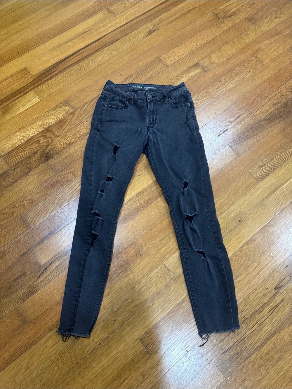 Old Navy Black Distressed Skinny Jeans